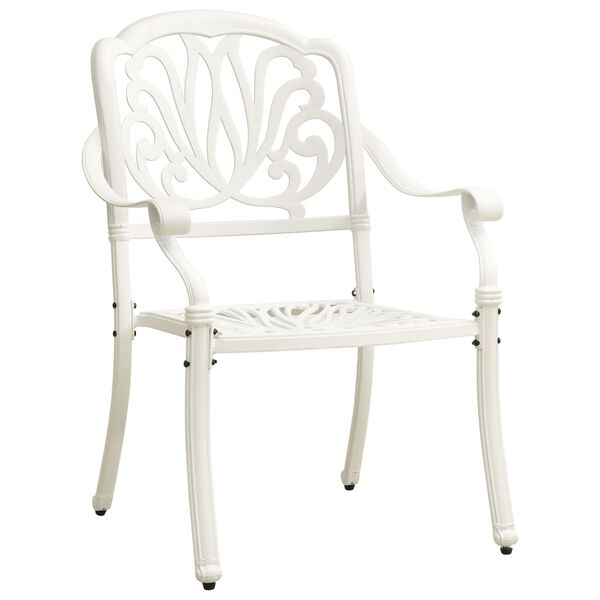 vidaXL Garden Chair Set of 2 White Cast Aluminum Standard Durable