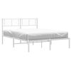 vidaXL Metal Bed Frame White Powder-Coated Steel Small Double