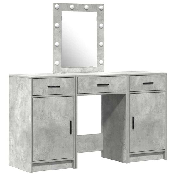 vidaXL Dressing Table Grey 19.69 x 16.14 x 53.15 in Engineered Wood