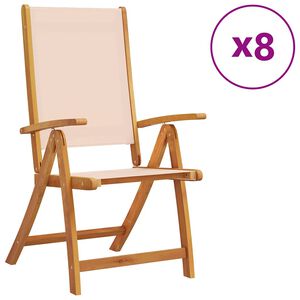 vidaXL Folding Garden Chair Set of 8 Cream