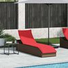 vidaXL Folding Sun Lounger with Cushion and Storage Brown Poly Rattan