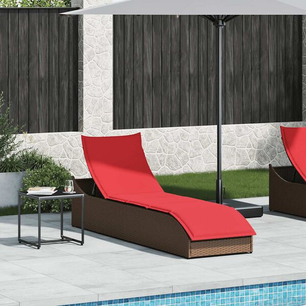 vidaXL Folding Sun Lounger with Cushion and Storage Brown Poly Rattan