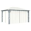 vidaXL Gazebo with Curtain 157.5"x118.1" Cream Aluminum