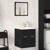 vidaXL Bathroom Furniture Set Black Oak Engineered Wood, Glass Compact