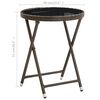 vidaXL Tea Table Brown PE Rattan Medium Foldable Folding Table Round