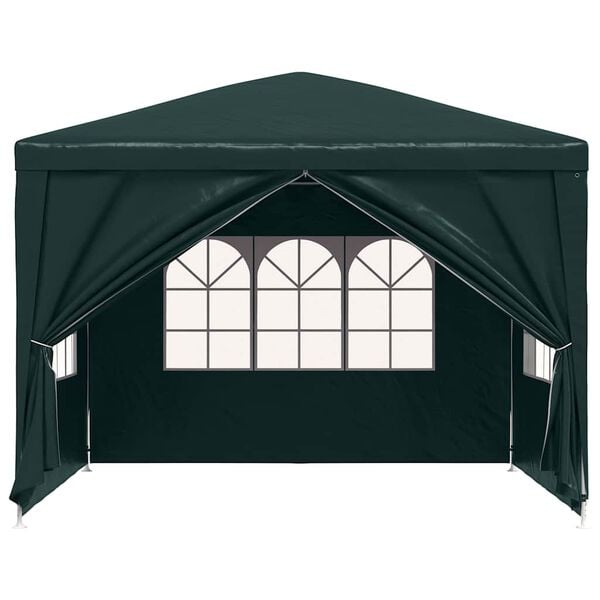 vidaXL Party Tent Green Polyethylene roof and side panels, Steel frame