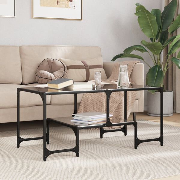 vidaXL Coffee Table Black glass Engineered wood, steel and glass
