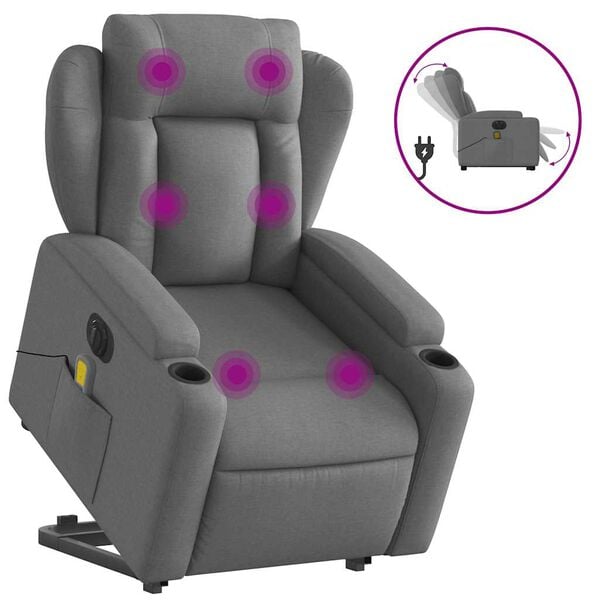 vidaXL Electric Stand Up Massage Recliner Chair Dark gray