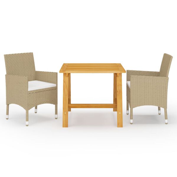 vidaXL Dining Set Beige and Cream White Solid Acacia Wood