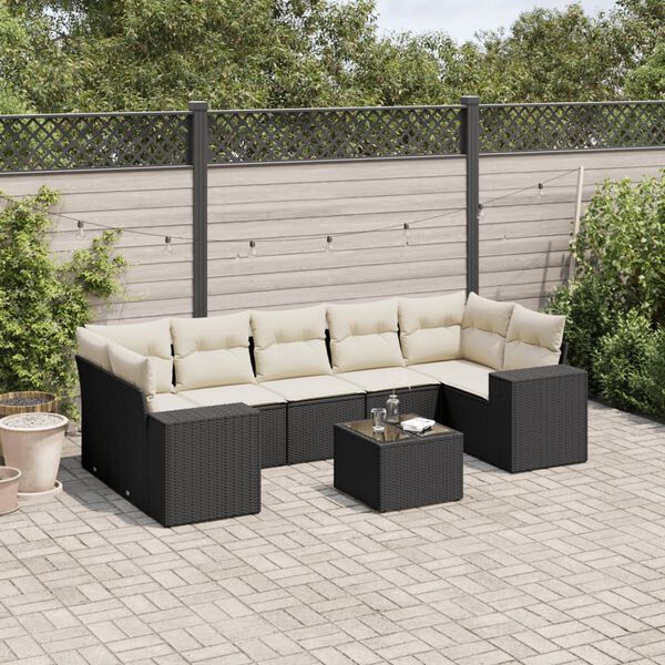 vidaXL Garden Sofa Set Black, Cream White