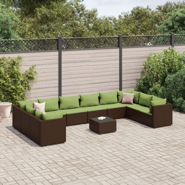 vidaXL Patio Lounge Set Brown, Green