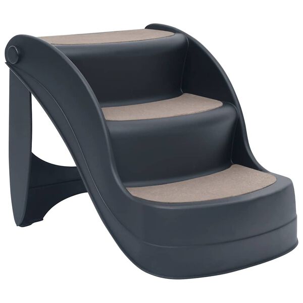 vidaXL Dog Stair Dark grey PP (polypropylene), felt Foldable Dog Stairs