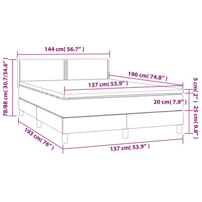 vidaXL Box Spring Bed with Mattress&LED Black Full Faux Leather