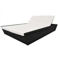 vidaXL Patio Lounge Bed with Cushion Poly Rattan Black