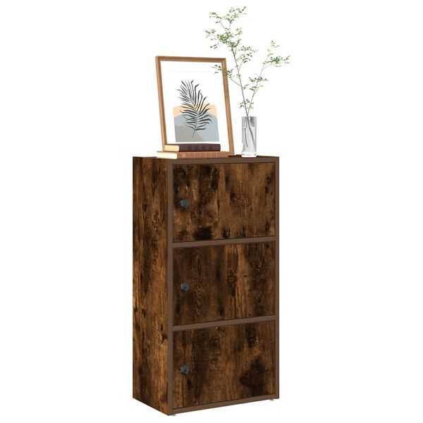 vidaXL Bookcase Smoked Oak Engineered Wood 15.7x9.4x30.3 in Bookcase