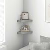 vidaXL Corner Shelf Set of 2 Gray Honeycomb MDF, metal 9.8x9.8 in