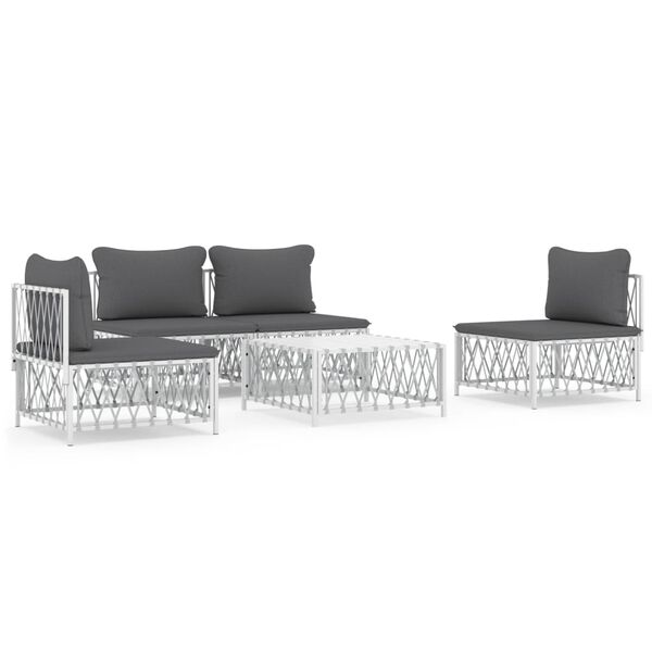 vidaXL Garden Lounge Set White, Dark Grey