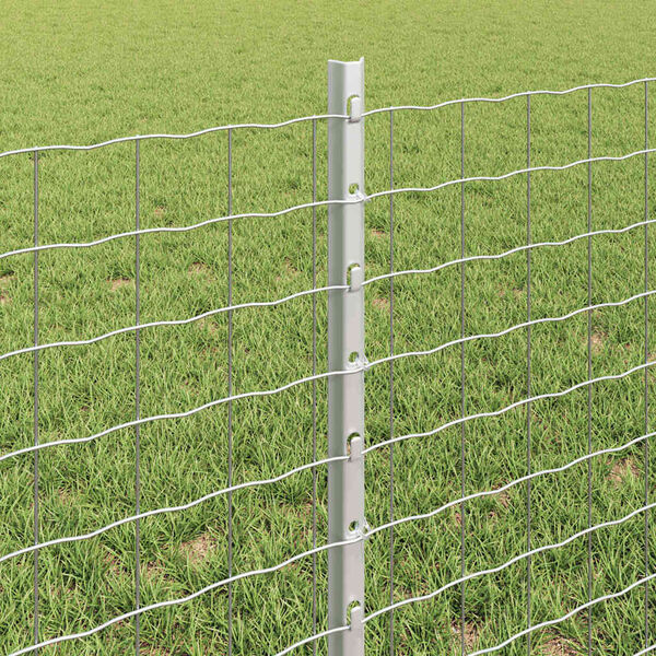 vidaXL Fence Posts Height Adjustable Manual 22 pcs Silver 39.4" Steel