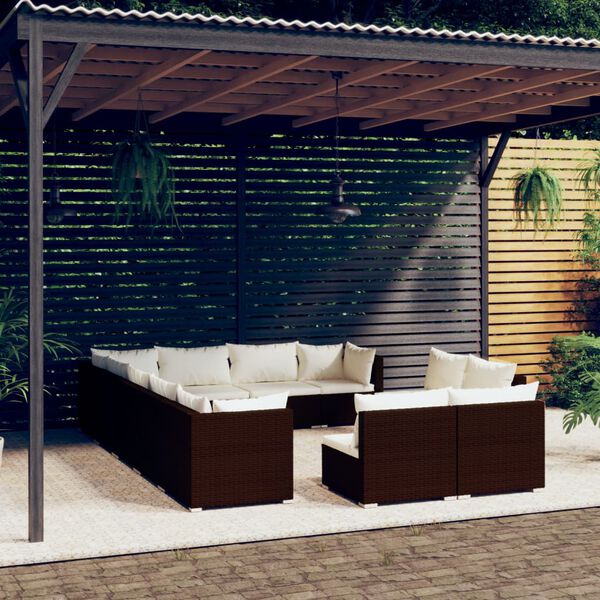 vidaXL Garden Lounge Set Brown PE rattan Large Seats Many