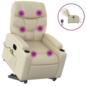 vidaXL Electric Stand Up Massage Recliner Chair Cream