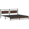 vidaXL Bed Frame Brown oak Steel, Engineered wood Double Bed Frame