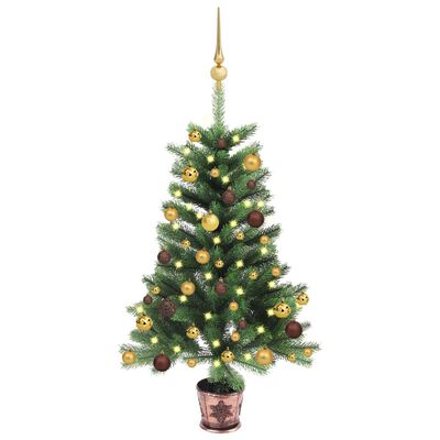 vidaXL Artificial Christmas Tree with LEDs&Ball Set 25.6" Green