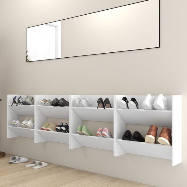 vidaXL Wall Shoe Cabinets 4 pcs White 23.6"x7.1"x23.6" Engineered Wood