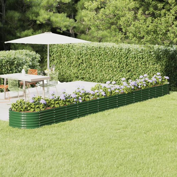 vidaXL Garden Raised Bed Green Powder-coated Steel Large Tough