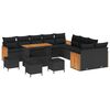 vidaXL Garden Sofa Set with Cushion 18 pcs Black Poly Rattan