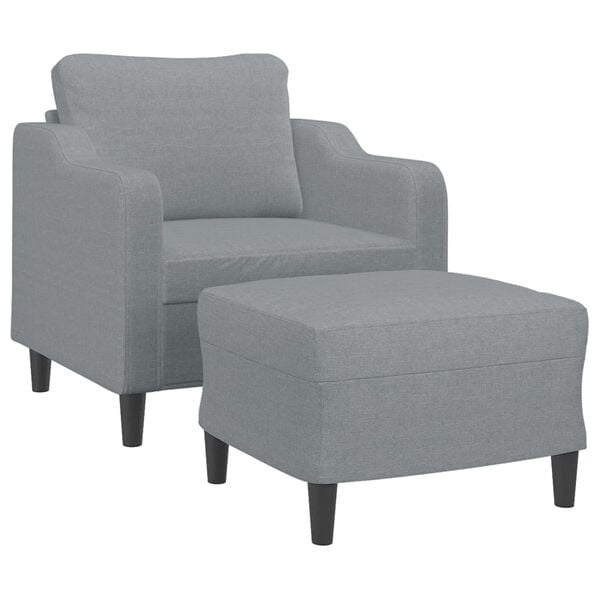vidaXL Sofa Chair with Footstool Light Gray 23.6" Fabric