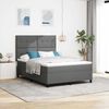 vidaXL Box Spring Bed Dark Grey and White 59.84 x 79.92 in Fabric
