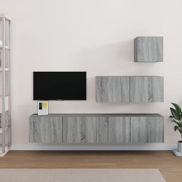 vidaXL TV Cabinet Set Set of 4 Grey sonoma Engineered wood