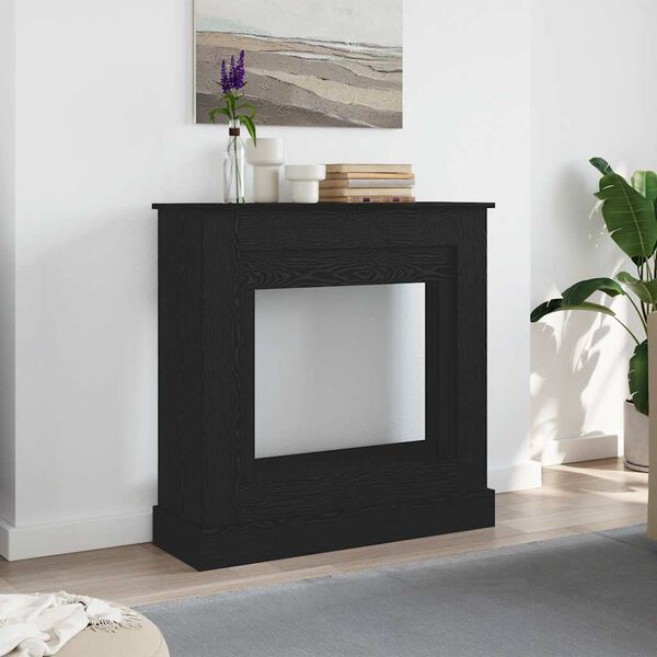 vidaXL Fireplace Surround Black Oak 35.4x11.8x35.4" Engineered Wood