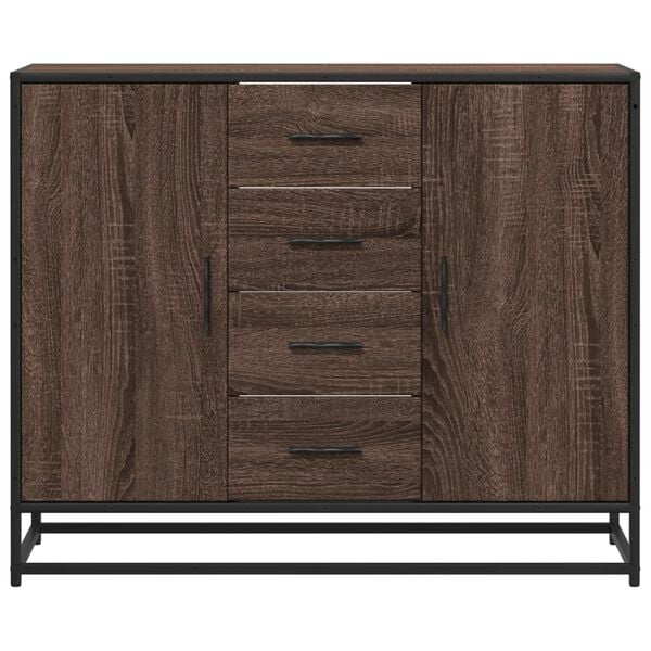 vidaXL Sideboard Brown Oak Engineered Wood, Metal 36.2 x 13.8 x 29.9 in