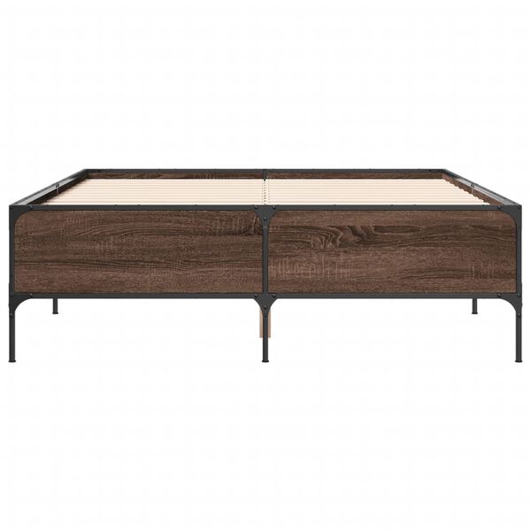 vidaXL Bed Frame Brown Oak Engineered wood, Metal King Size Durable