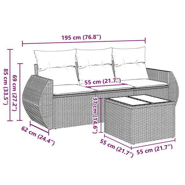 vidaXL Garden Sofa Set Black, Cream White