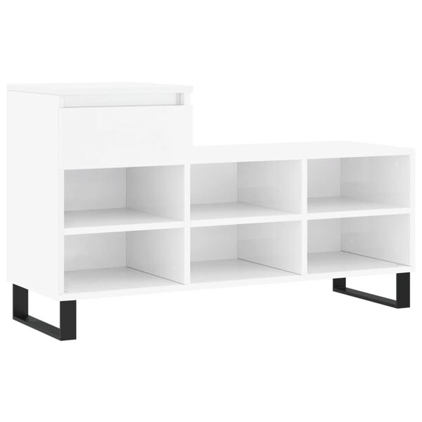 vidaXL Shoe Cabinet High gloss white Engineered wood, metal Shoe Cabinet