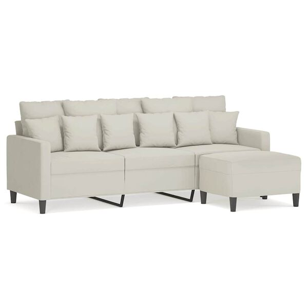 vidaXL 3-Seater Sofa with Footstool Cream 70.9" Velvet