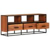 vidaXL TV Cabinet Honey Brown, Black Solid Acacia Wood, Powder-Coated Iron