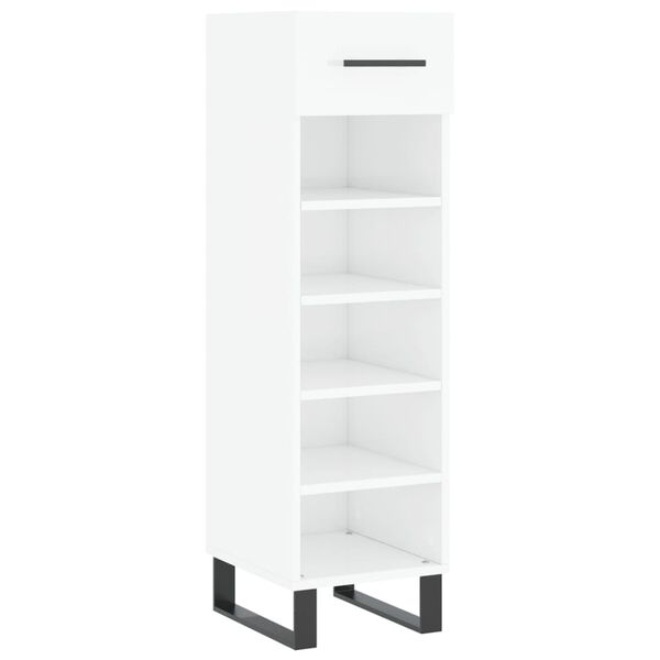 vidaXL Shoe Cabinet High Gloss White Engineered Wood, Iron Compact