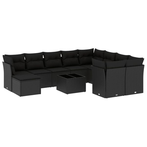 vidaXL Garden Sofa Set Black