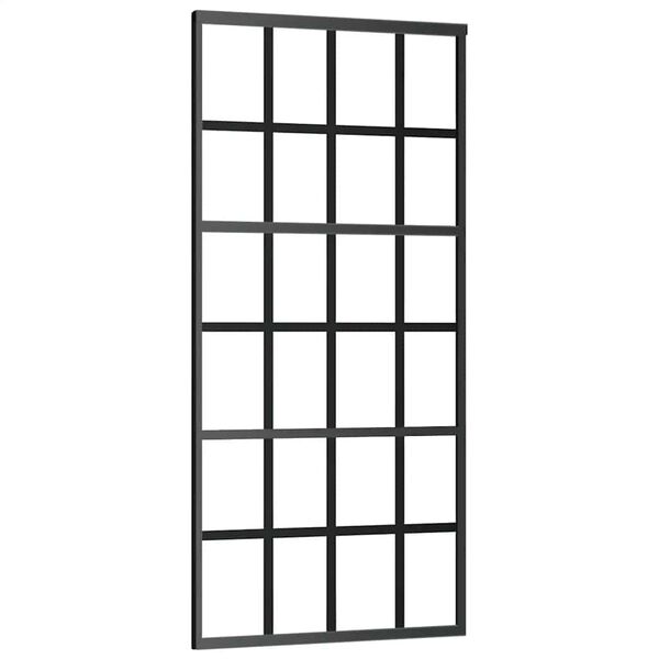 vidaXL Sliding Door ESG Glass and Aluminum 35.4"x80.7" Black