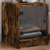 vidaXL Bedside Cabinet Set of 2 Smoked oak Engineered wood, glass Small
