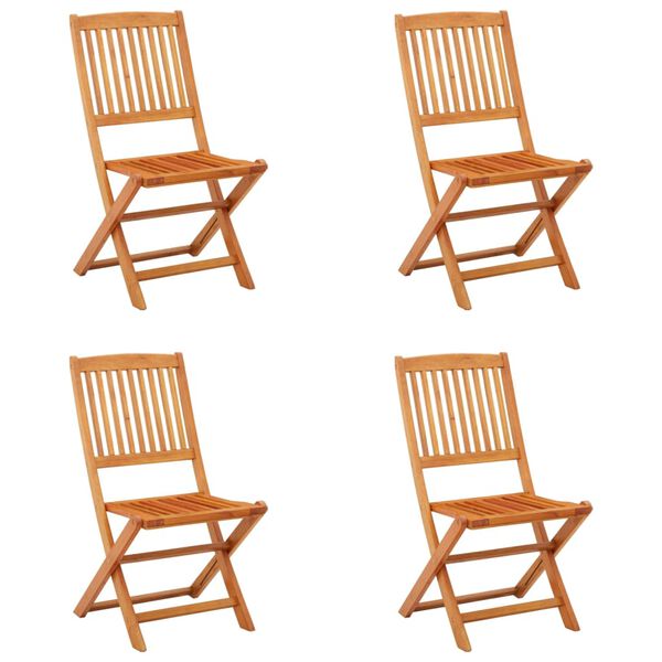 vidaXL Garden Chair Set of 4 Natural Wood Solid eucalyptus wood Medium