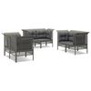 vidaXL 6 Piece Patio Lounge Set with Cushions Grey Poly Rattan