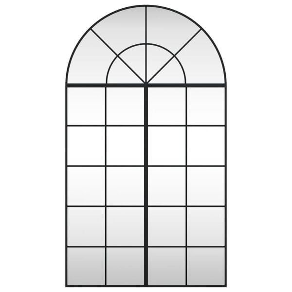 vidaXL Wall Mirror Black Glass, Powder-coated iron Large Mirror