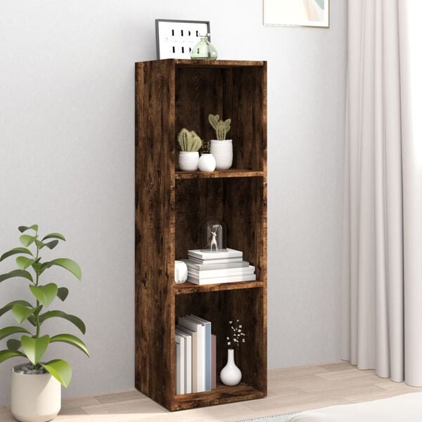 vidaXL Book Cabinet Smoked oak Engineered wood Tall Book Cabinet