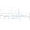 vidaXL Bed Frame White Powder-Coated Steel King Bed Frame Rectangular