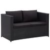 vidaXL Patio Sofa Set Set of 3 Black PE Rattan 3-Piece Set