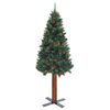 vidaXL Slim Pre-lit Christmas Tree with Real Wood&Cones Green 59.1"